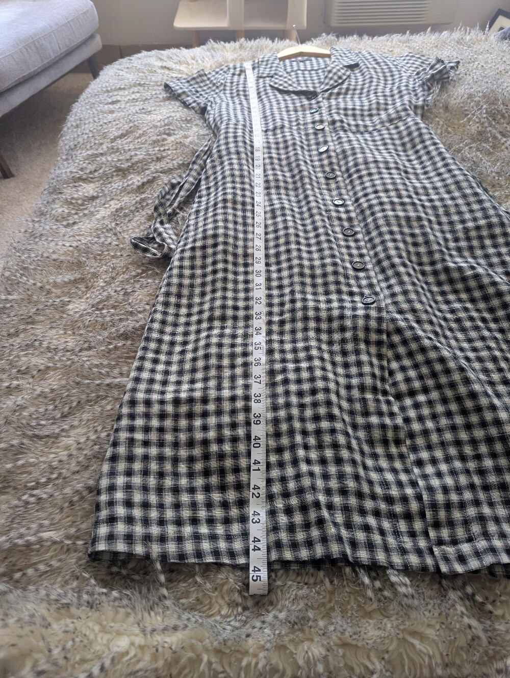 Quince Black & White Gingham Button-Front Dress - Picture 5 of 10